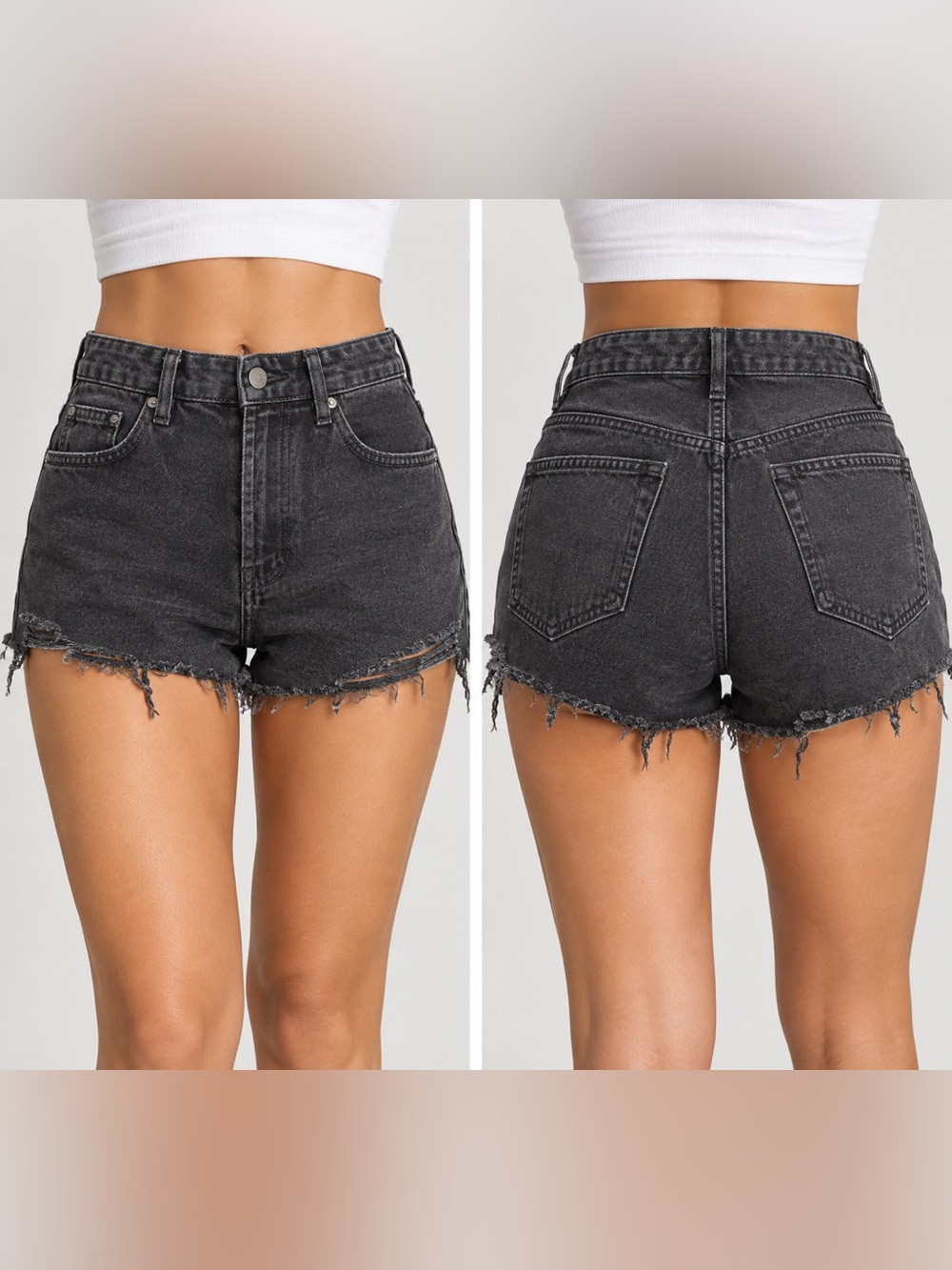 Refuge Denim Chelsea Black Distressed Shorts Size 5